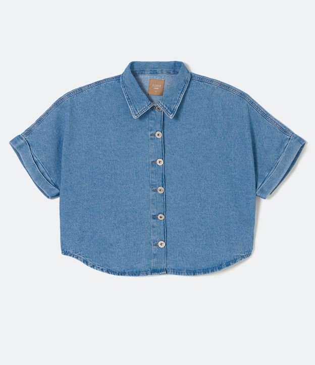 Camisa Cropped em Jeans Curve & Plus Size
