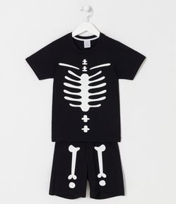 Pijama Corto Infantil con Estampado de Esqueleto - Talle 4 a 14 años