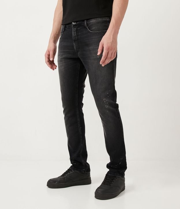 Pantalón Skinny Jeans con Detalles Salpicados Negro 1