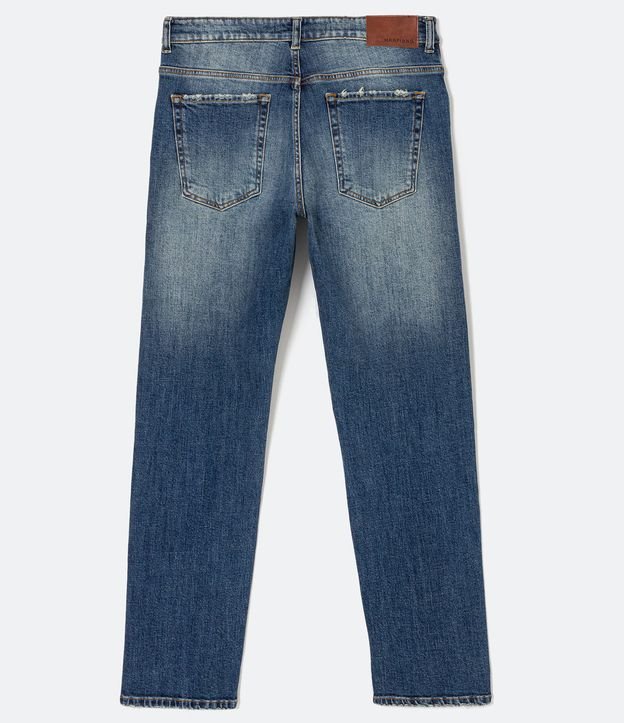 Pantalón Recto en Jeans con Lavado Dirty Azul 7