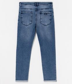 Calça Jeans Slim com Amarração no Cós
