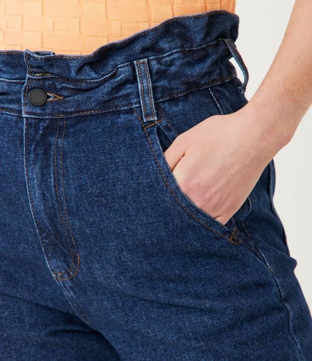 Pantalón Mom Jeans con Cintura Elástica Azul 4
