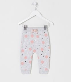 Calça Infantil em Moletom com Estampa Poá - Tam 0 a 18 meses
