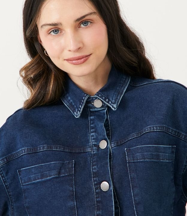 Campera Jeans con Elástico na Barra y Punho Azul 4