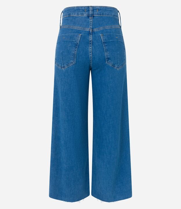 Calça Pantacourt Jeans com Elastano Barra a Fio Azul 6