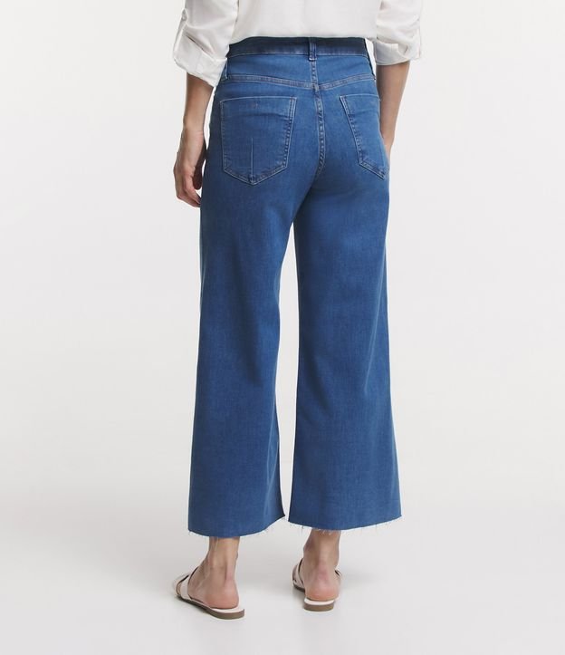 Calça Pantacourt Jeans com Elastano Barra a Fio Azul 3