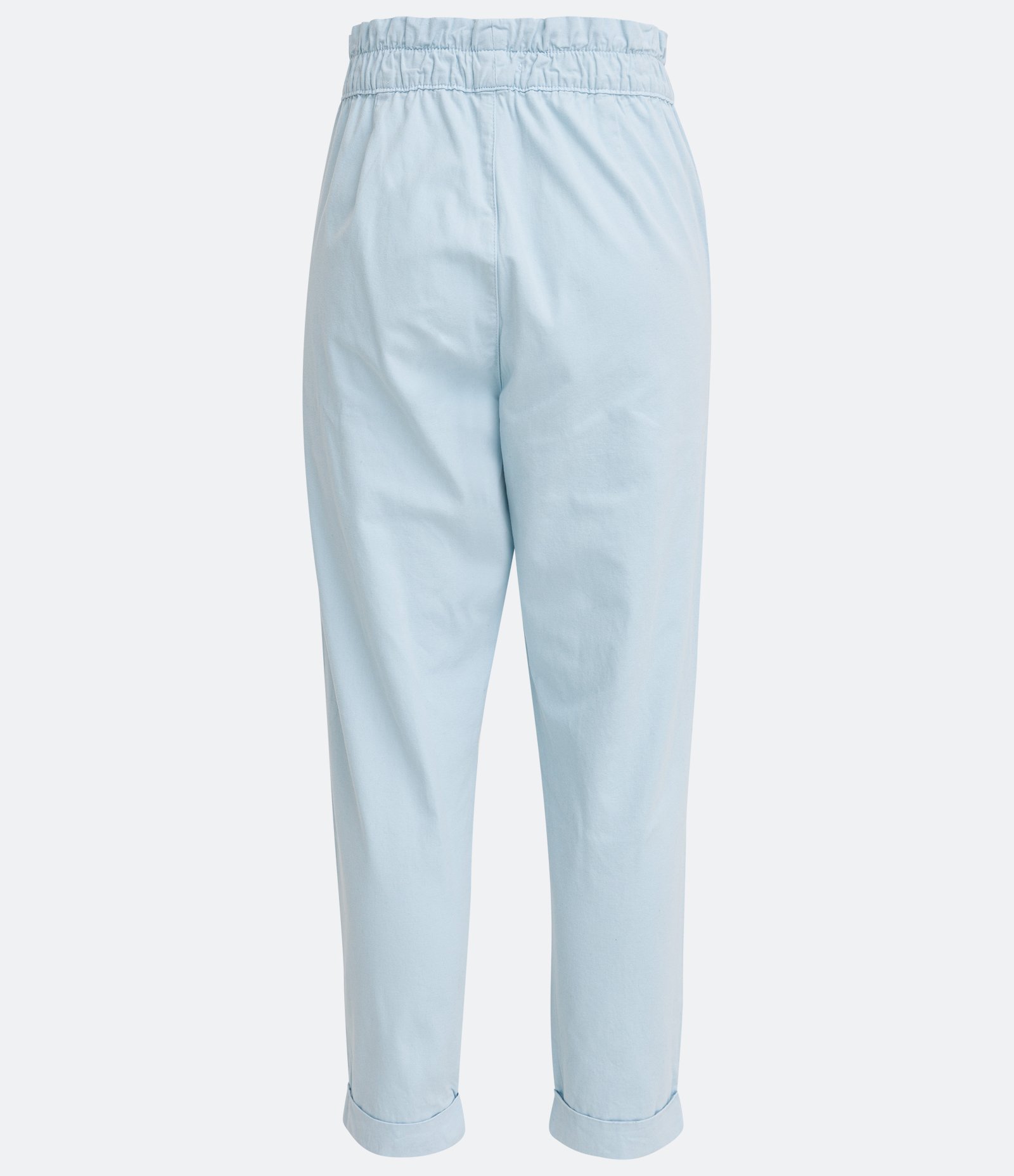 Calça Baggy em Sarja com Cós Elástico e Faixa para Amarração Azul 6