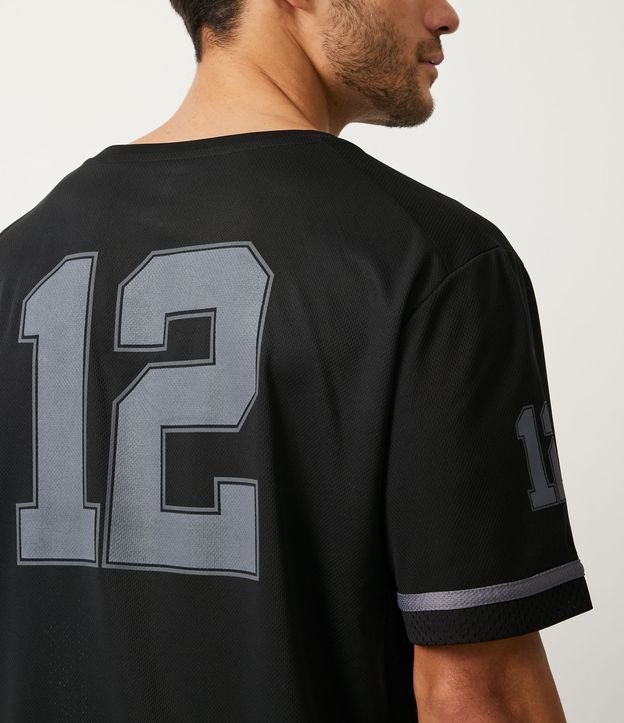 Camiseta Esportiva Futebol Americano Manga Curta Preto