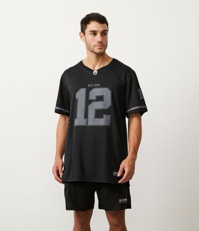 Camiseta Esportiva Futebol Americano Manga Curta Preto