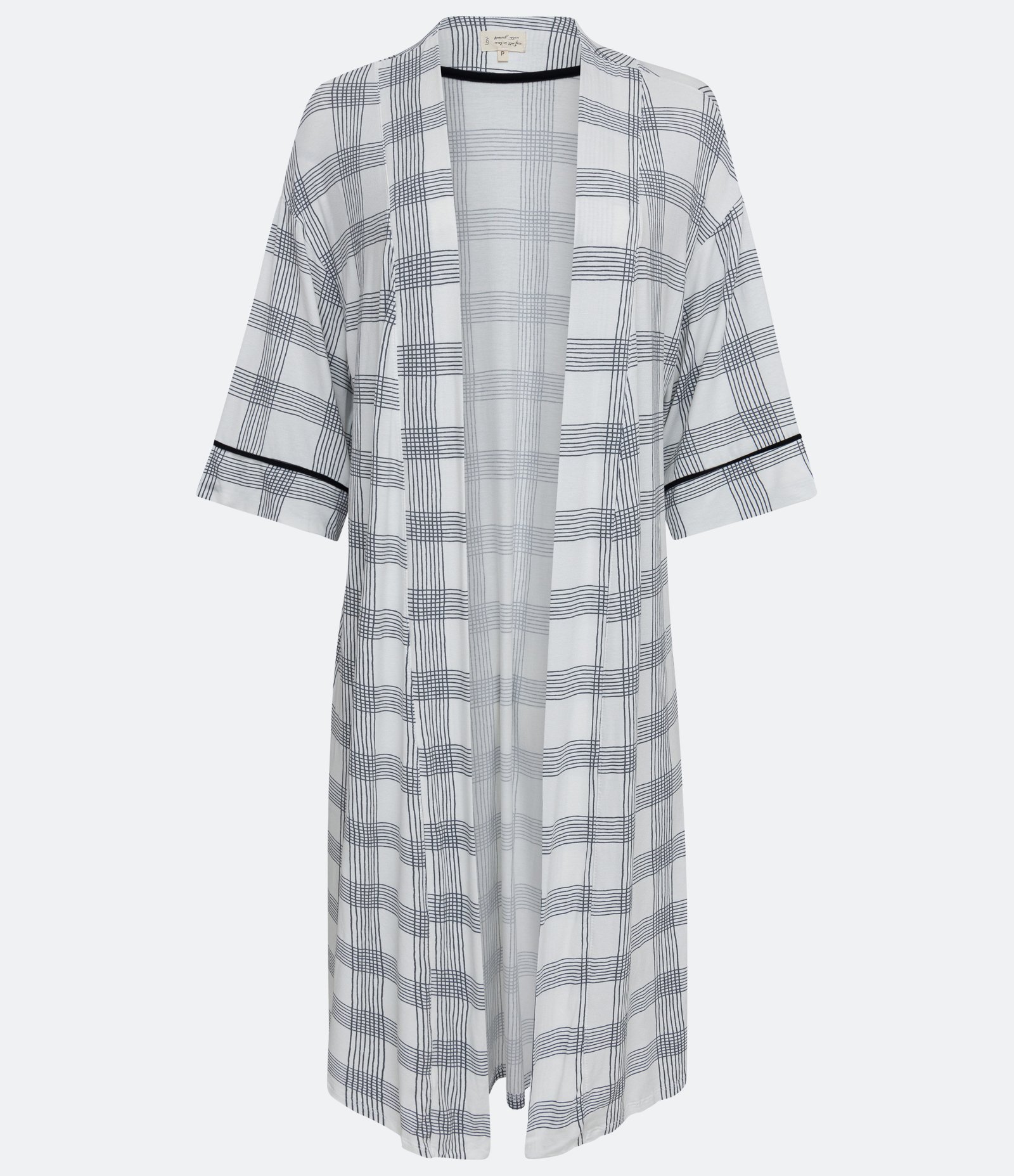 Robe Curto em Viscolycra com Estampa Xadrez Branco 1