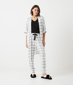 Robe Curto em Viscolycra com Estampa Xadrez