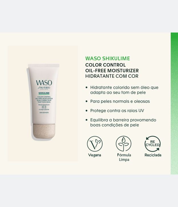 Hidratante Facial Shikulime Color Control Oil-Free Moisturizer FPS 30 Shiseido Waso 50ml 4