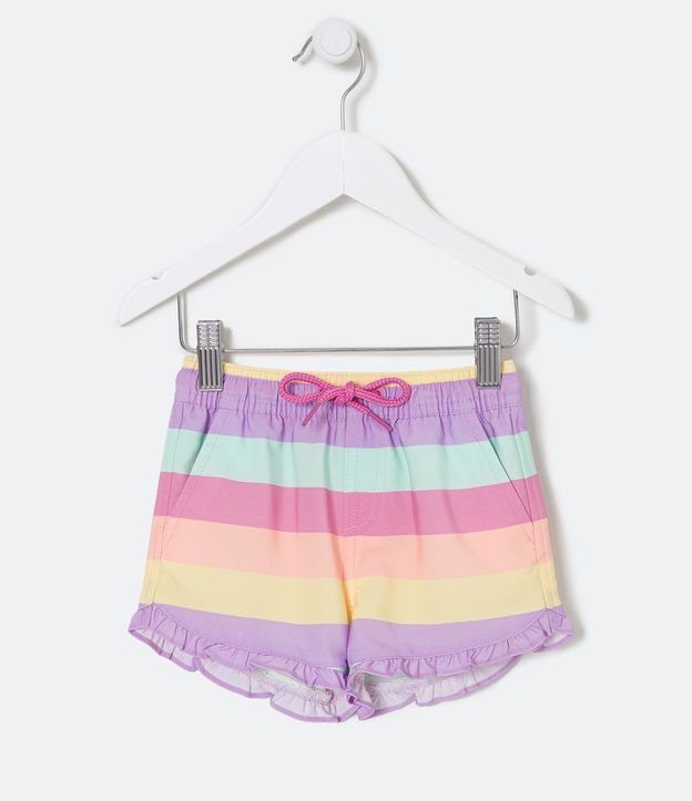 Short Infantil Listrado e com Babadinhos - Tam 1 a 5 Anos