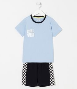 Pijama Curto Infantil com Estampa Chill Vibes - Tam 5 a 14 anos