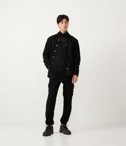 Calça Jogger em Sarja com Bolsos Cargo