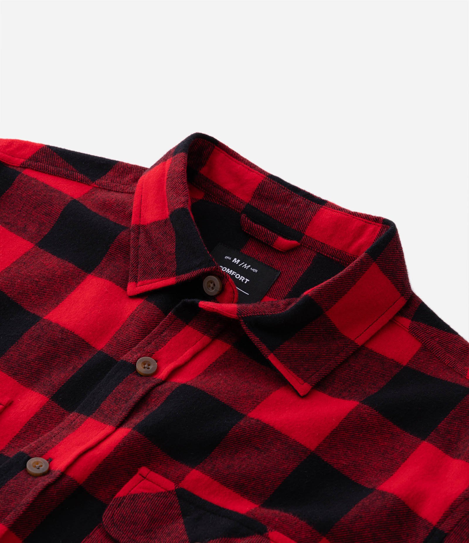 Camisa Regular em Algodão Xadrez e Manga Longa Vermelho 8