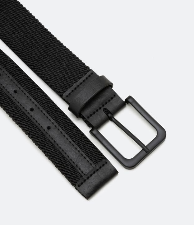 Cinto Texturizado com Fivela Quadrada e Detalhes em Pu