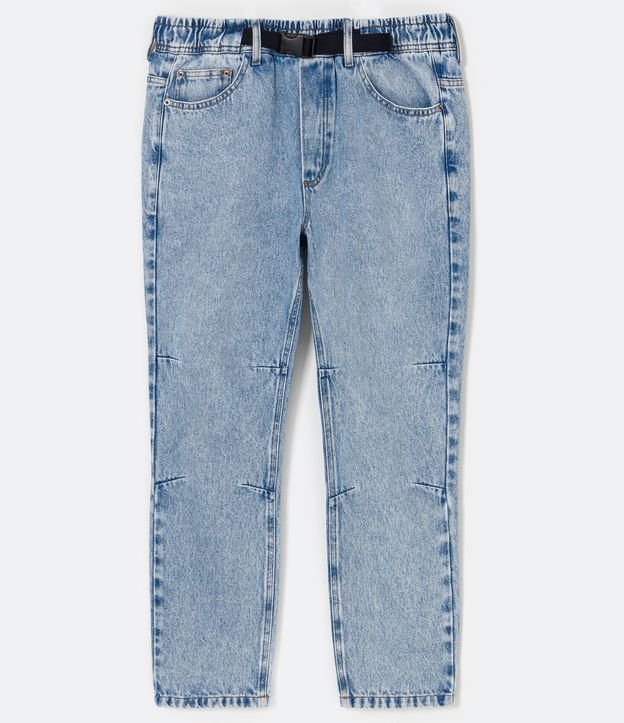 Calça Jeans Marmorizada com Cinto Tático Azul 6