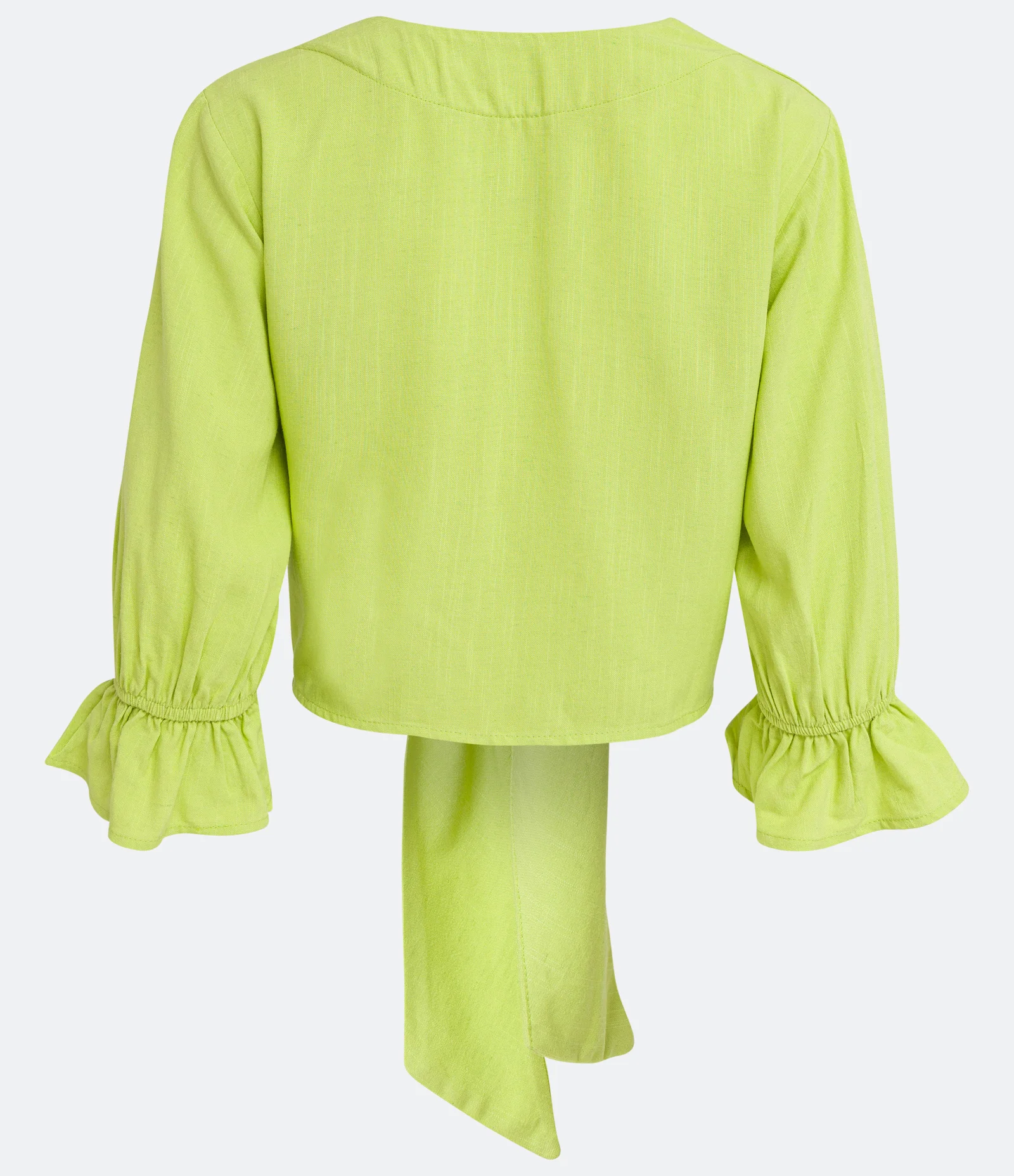 Blusa em Viscolinho com Abotoamento e Amarração Frontal Verde 2