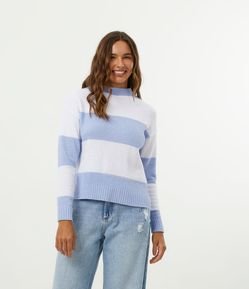 Blusão Suéter em Tricô Listrado