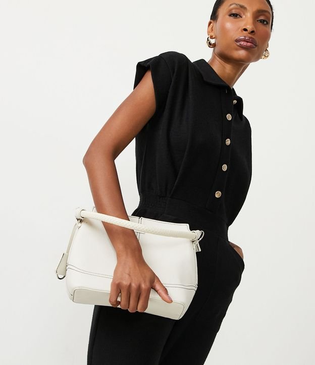 Bolso Bucket con Correa de Mano Trenzada Off White 8