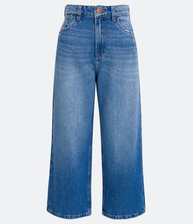 Calça Pantacourt Jeans com Puídos e Pence Azul 6