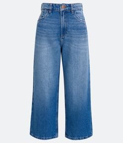 Calça Pantacourt Jeans com Puídos e Pence