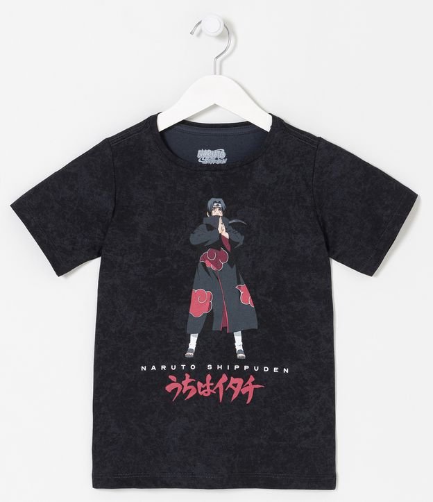 Camiseta Infantil com Estampa do Sasuke Acompanha Bandana - Tam 5 a 12 anos  Cinza