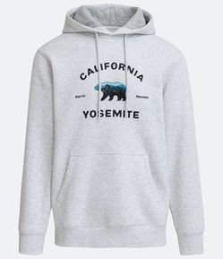 Blusão Fechado em Moletom com Capuz e Estampa de Urso e Lettering
