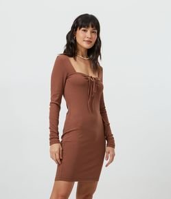 Vestido New Midi em Ribana Canelada e Amarração no Busto