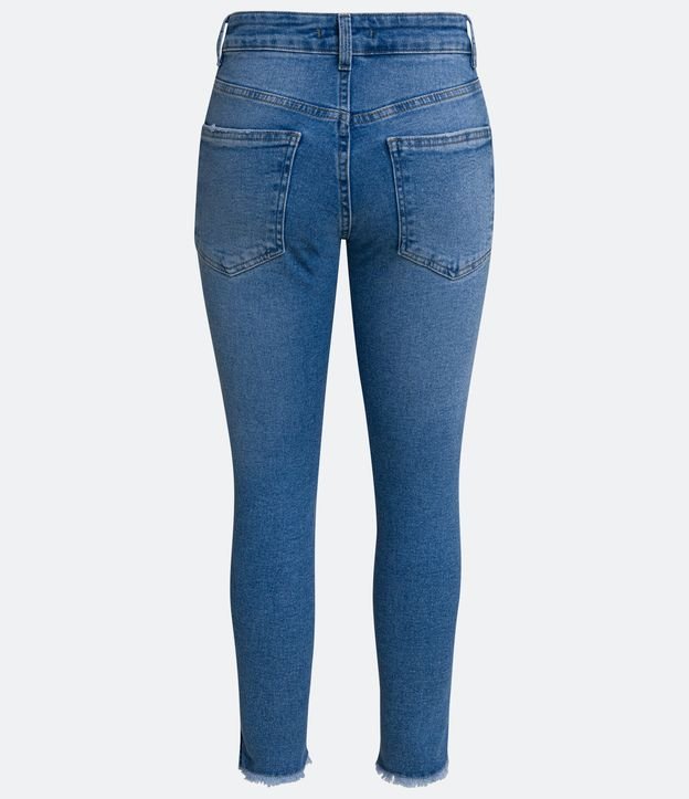 Pantalón Skinny Cropped de Jean con Rasgon en la Rodilla Azul 6