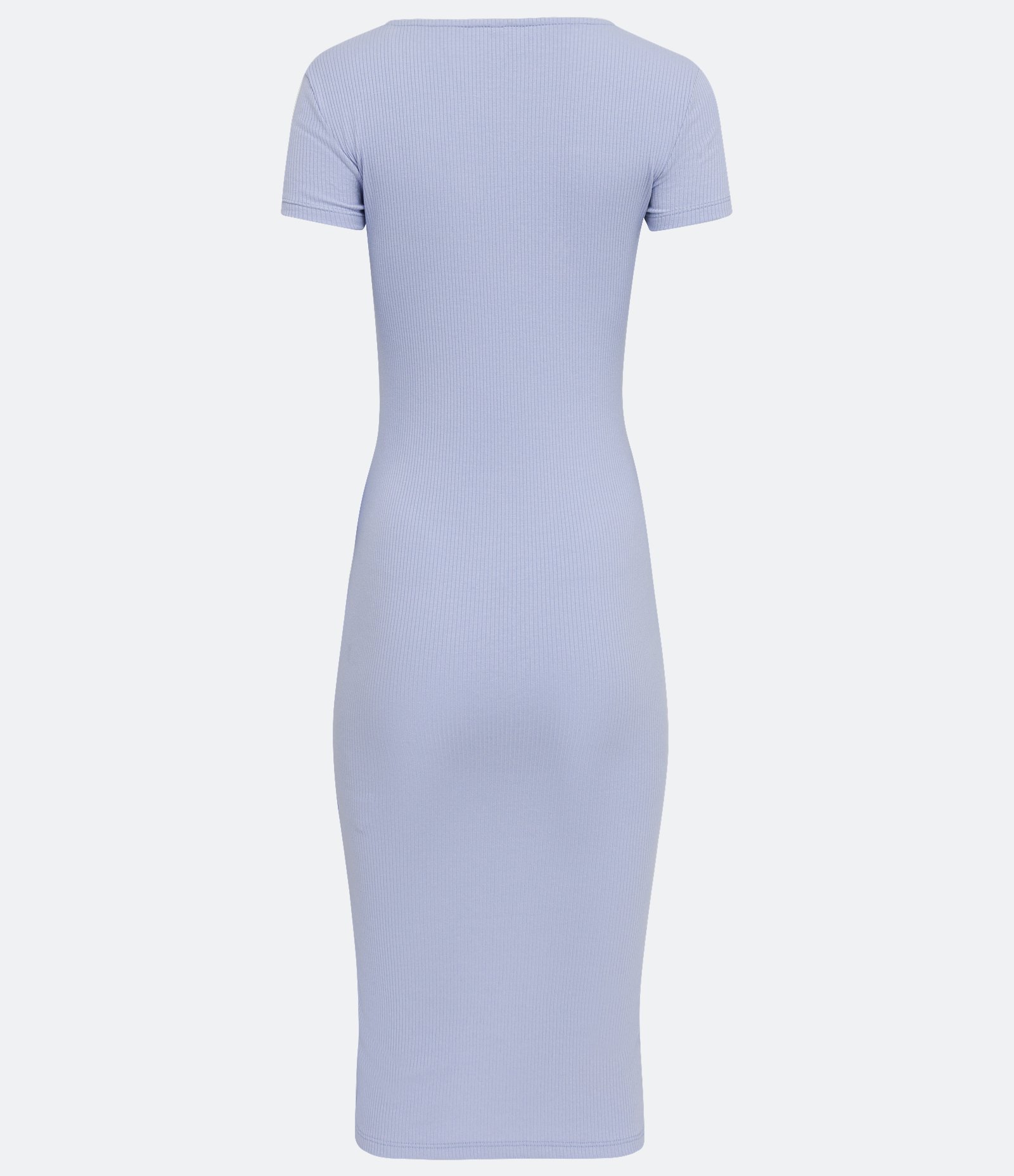 Vestido Midi Básico em Algodão Canelado com Abotoamento Azul 6