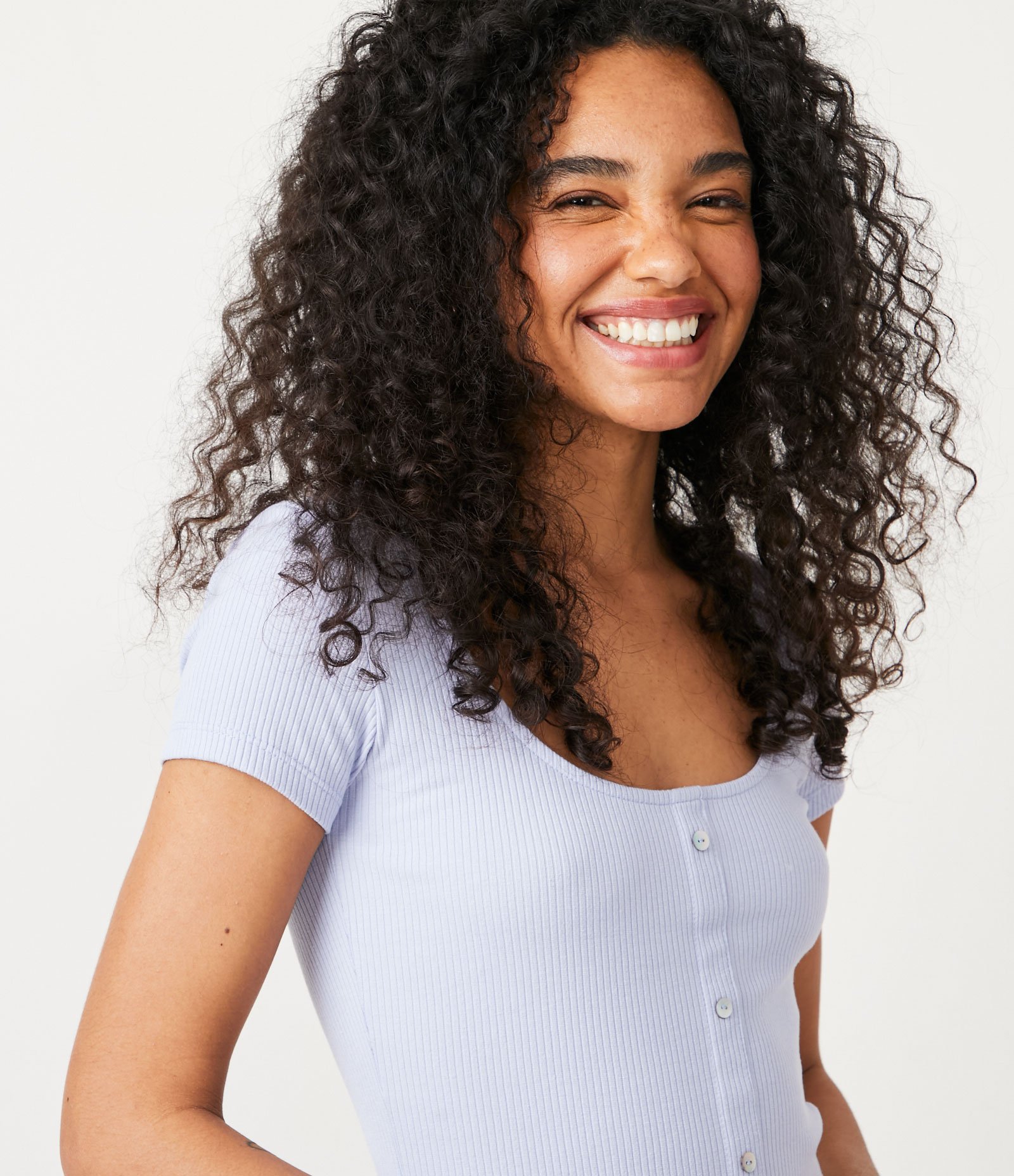 Vestido Midi Básico em Algodão Canelado com Abotoamento Azul 4