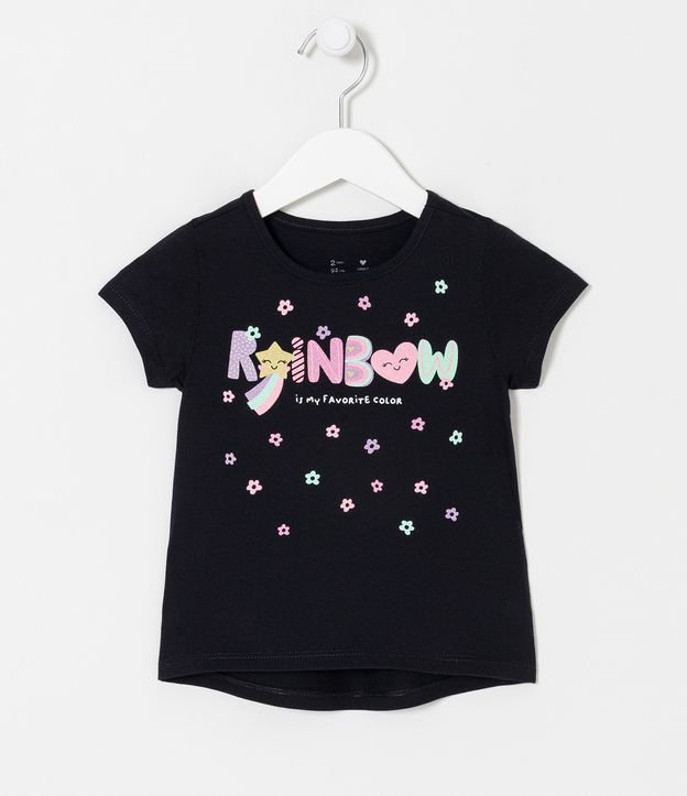 Blusa Infantil com Estampa Rainbow - Tam 1 a 5 anos Preto 1