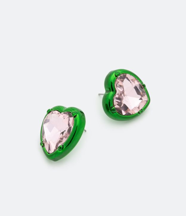 Brinco Pequeno com Coração de Strass