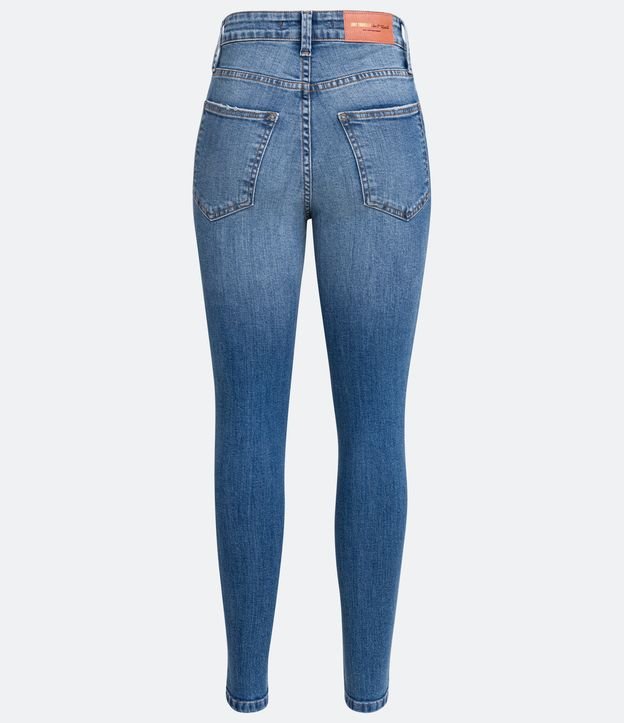 Pantalón Skinny en Jeans con Rasgaduras y Puntos de Luz Azul 7