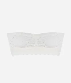 Sutiã sem Alça em Microfibra Texturizada com Renda