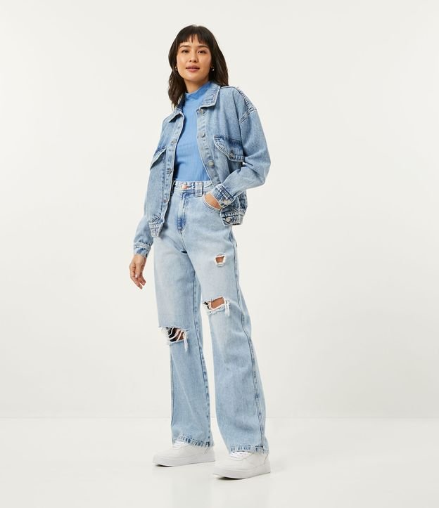 Pantalón años 90 Jeans con Desgastes Azul 1