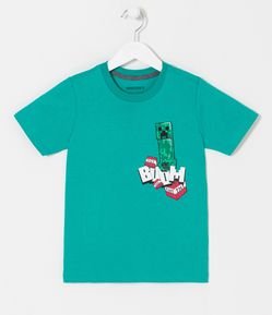 Camiseta Infantil com Estampa de Minecraft - Tam 5 a 14 anos