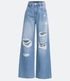 Imagem miniatura do produto Pantalón Wide Leg en Jeans con Bolsillos Dobles y Desgastes Azul 7