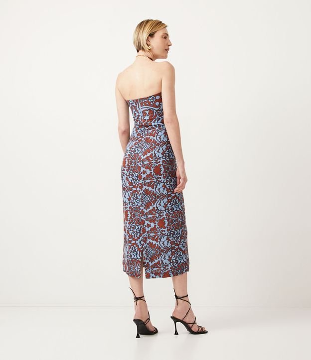 Vestido en Lino con Cadena en el cuello y Estampado Arabescos Naranja 2