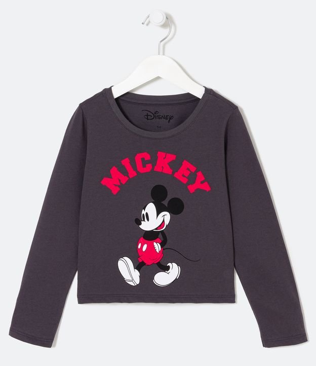 Blusa Infantil con Estampado del Mickey - Talle 5 a 14 años Gris 1