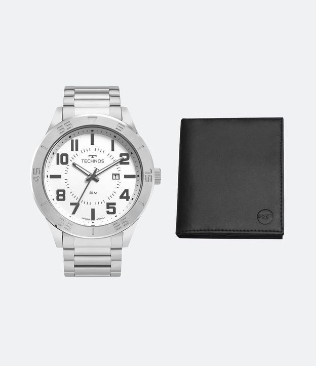 Kit Relógio Technos com Pulseira e Caixa em Aço 2115MYU/K1K