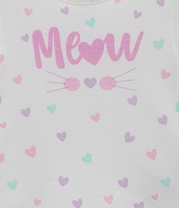 Blusa Infantil con Estampado de Corazones y Meow - Talle 1 a 5 años Blanco 3