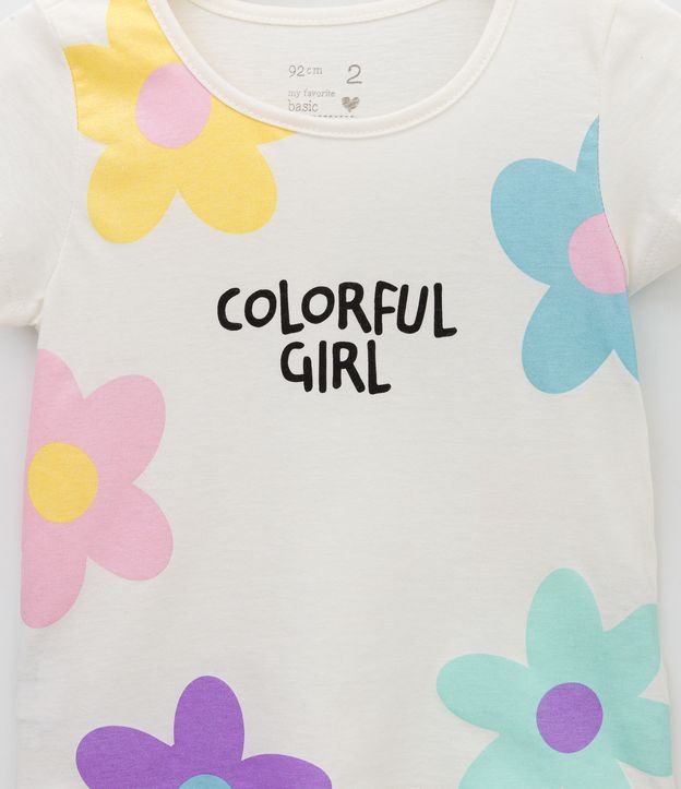 Blusa Infantil com Estampa de Flores - Tam 1 a 5 anos Branco 3