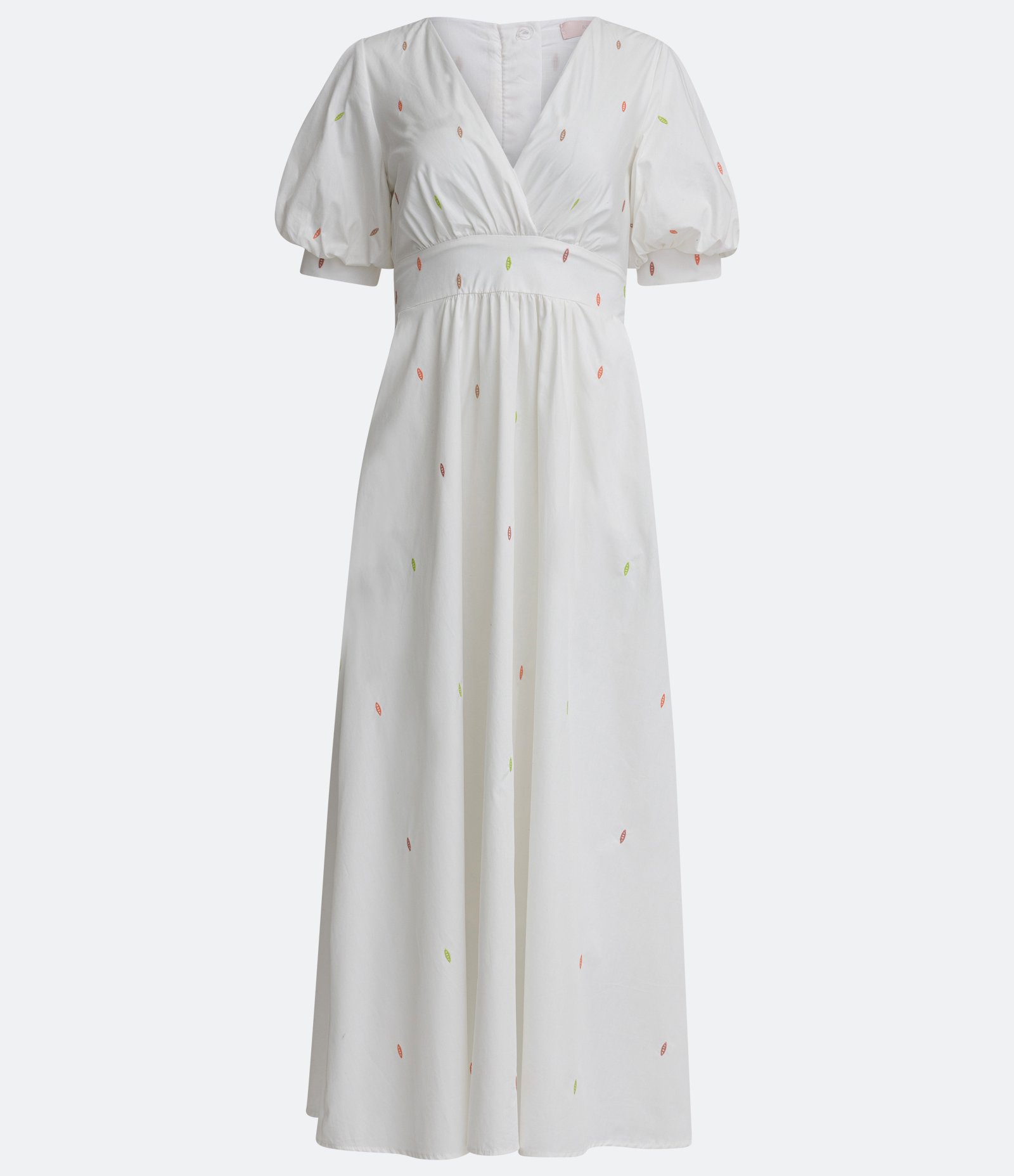 Vestido Midi em Tricoline com Bordados e Manga Bufante Branco 6