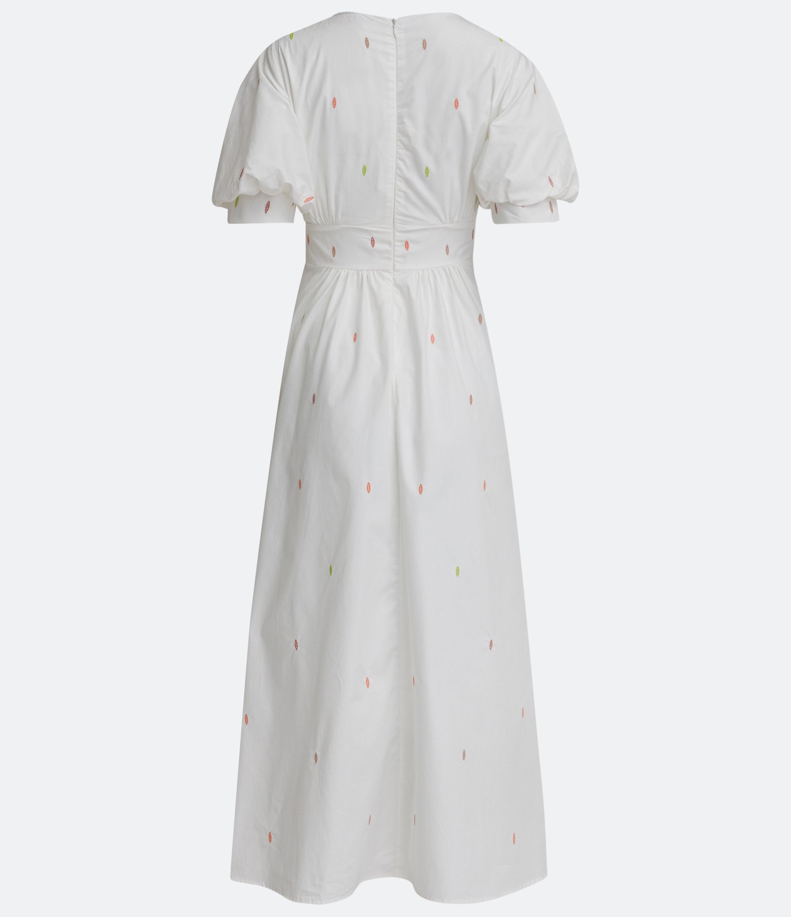 Vestido Midi em Tricoline com Bordados e Manga Bufante Branco 7