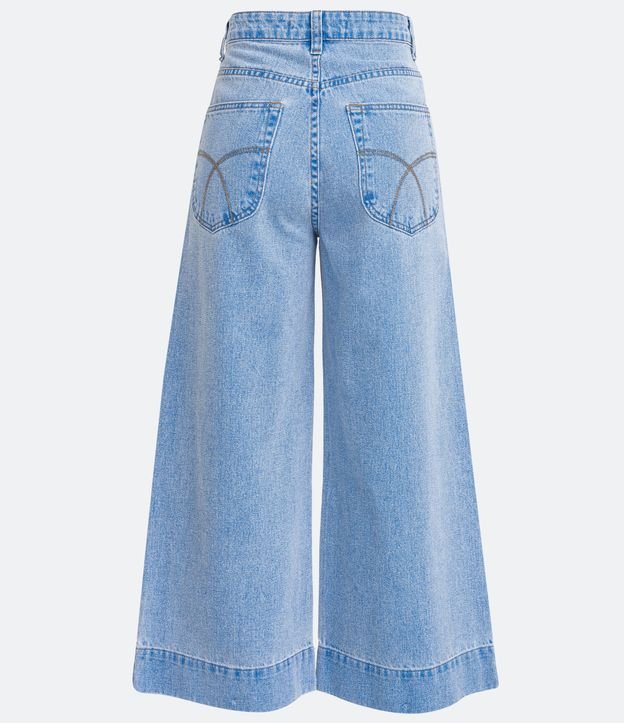 Pantalón Pantacourt en Jeans con 05 Bolsillos y Pespuntos Contrastantes Azul 7