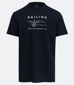 Camiseta em Algodão com Estampa Lettering Sailing