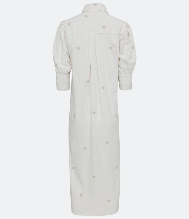 Vestido Chemise em Linho com Bordado Off White 6